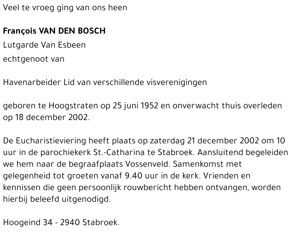 François VAN DEN BOSCH