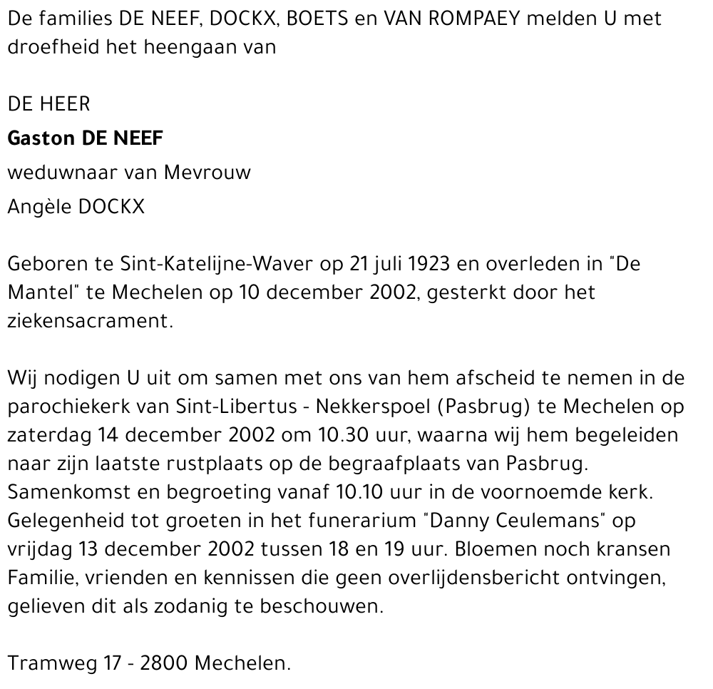 Gaston DE NEEF