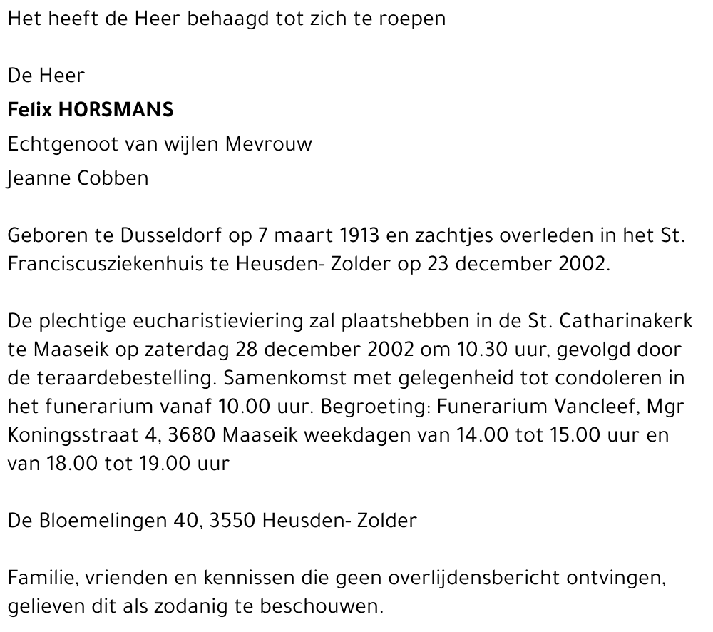 Horsmans Felix