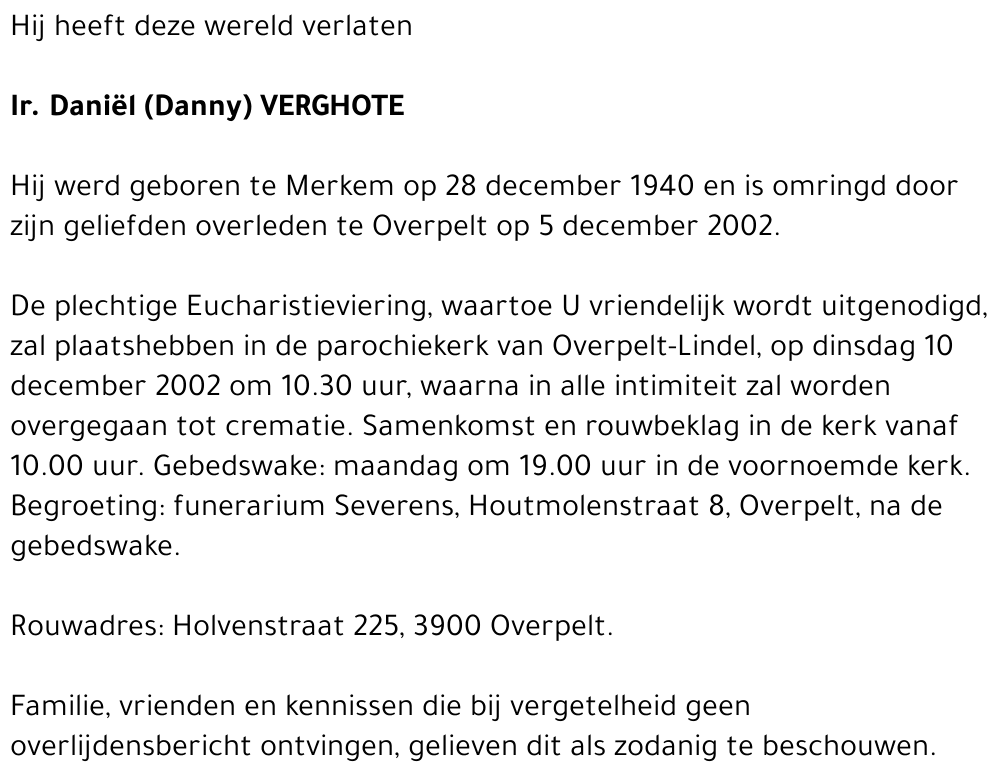 Ir. Daniël (Danny) Verghote