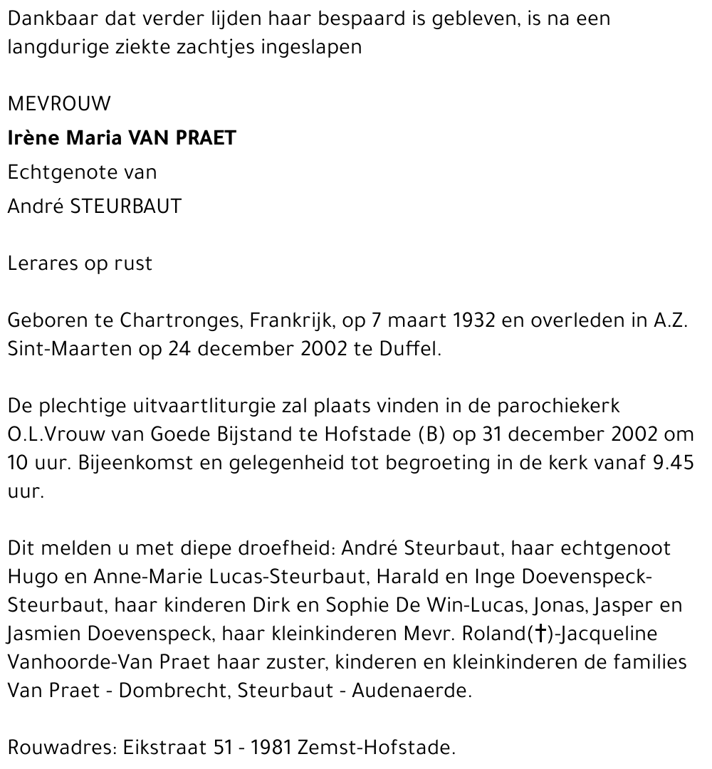 Irène Maria Van Praet