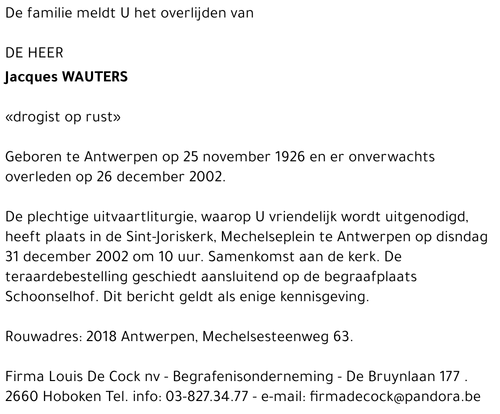 JACQUES WAUTERS