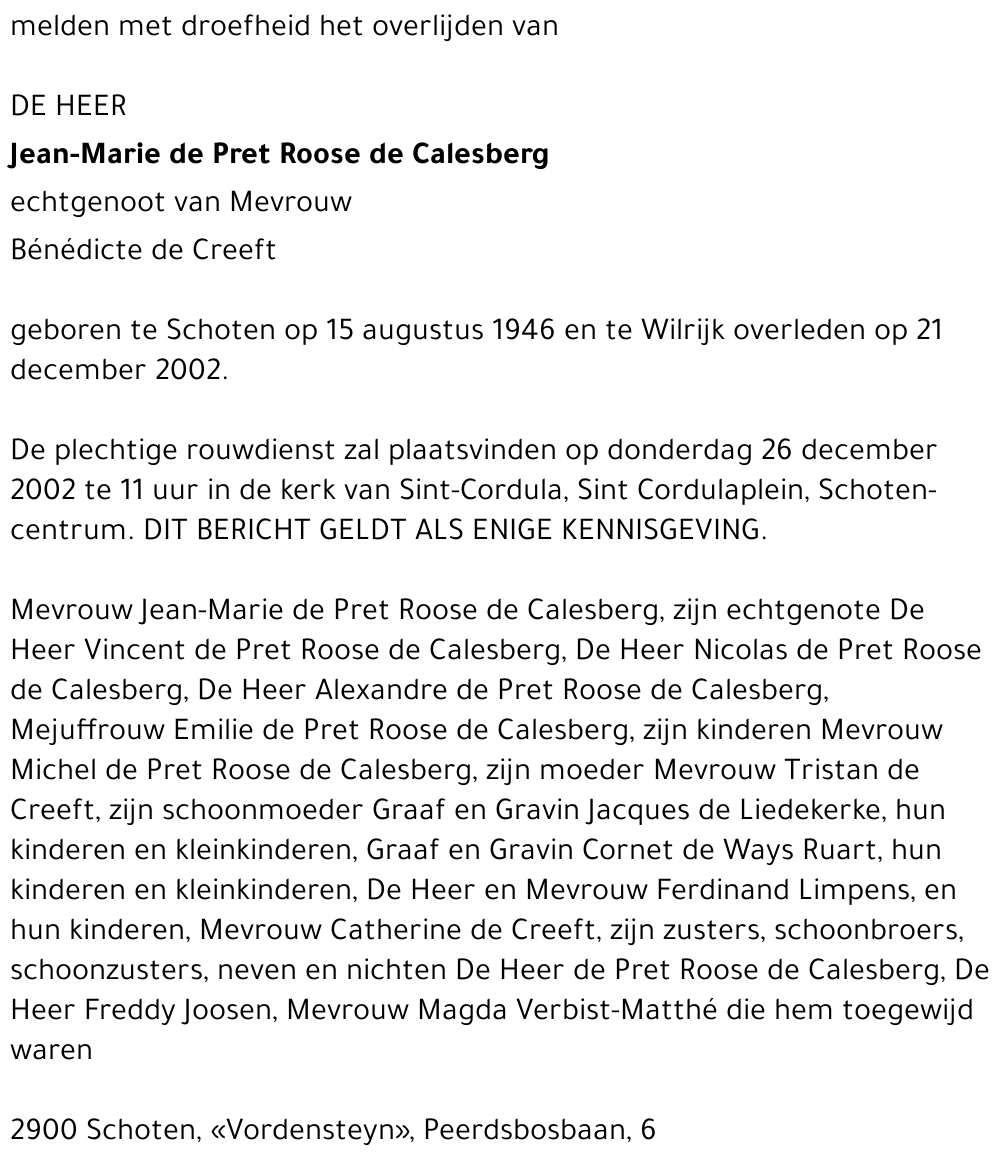 Jean-Marie de Pret Roose de Calesberg