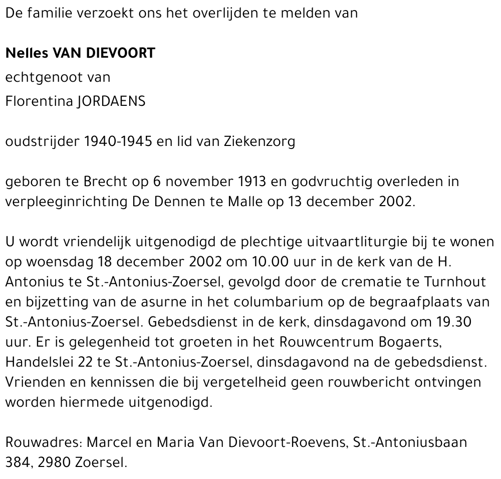 NELLES VAN DIEVOORT