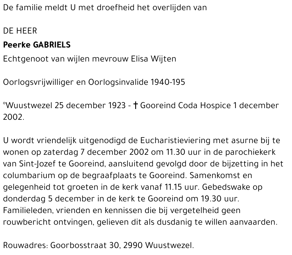 PEERKE GABRIELS