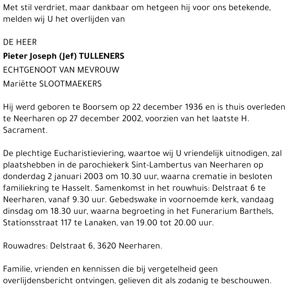 Pieter Joseph (Jef) Tulleners