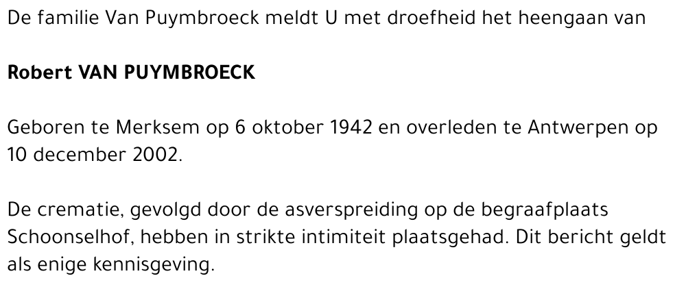 ROBERT VAN PUYMBROECK