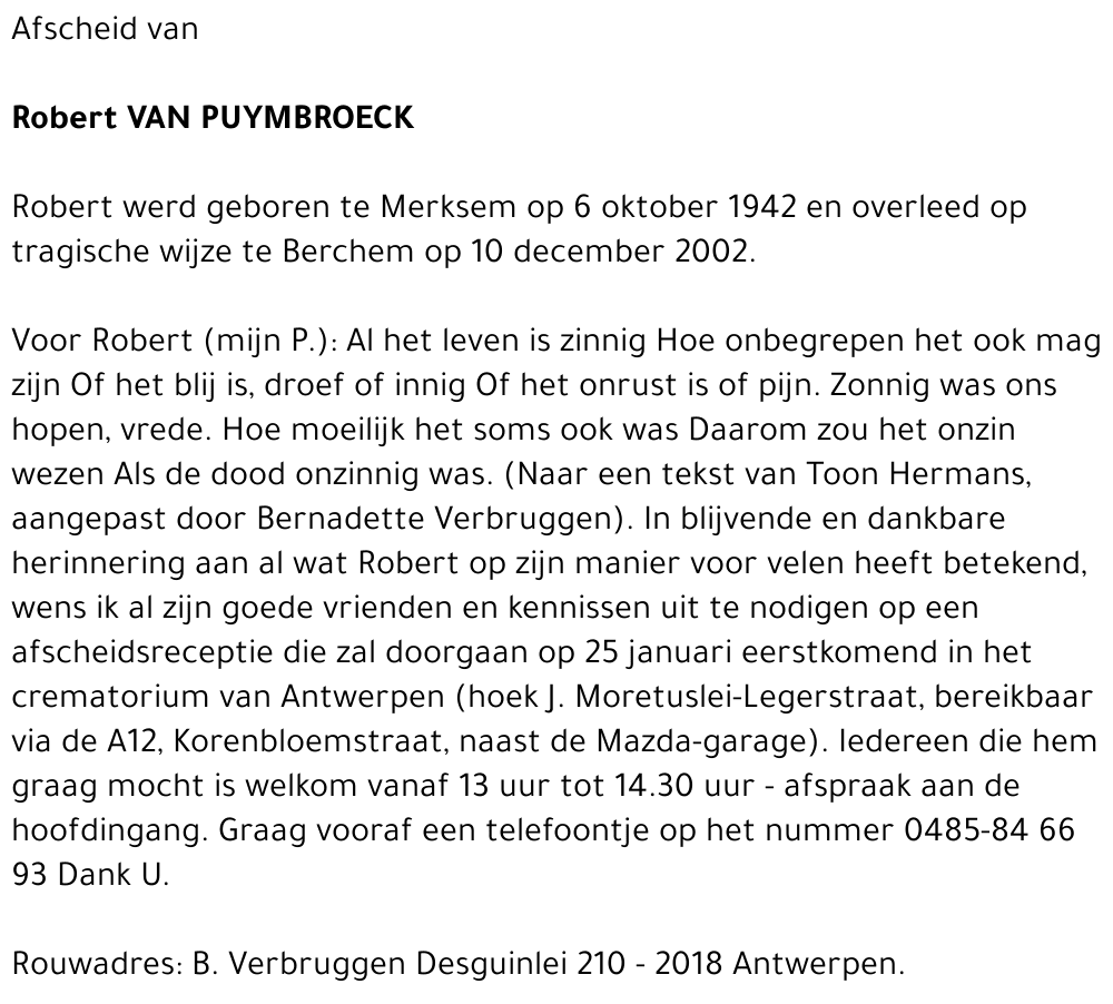 ROBERT VAN PUYMBROECK