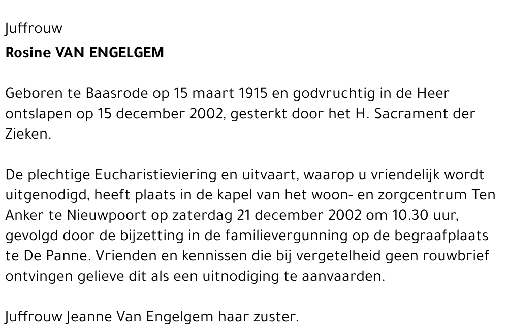 ROSINE VAN ENGELGEM