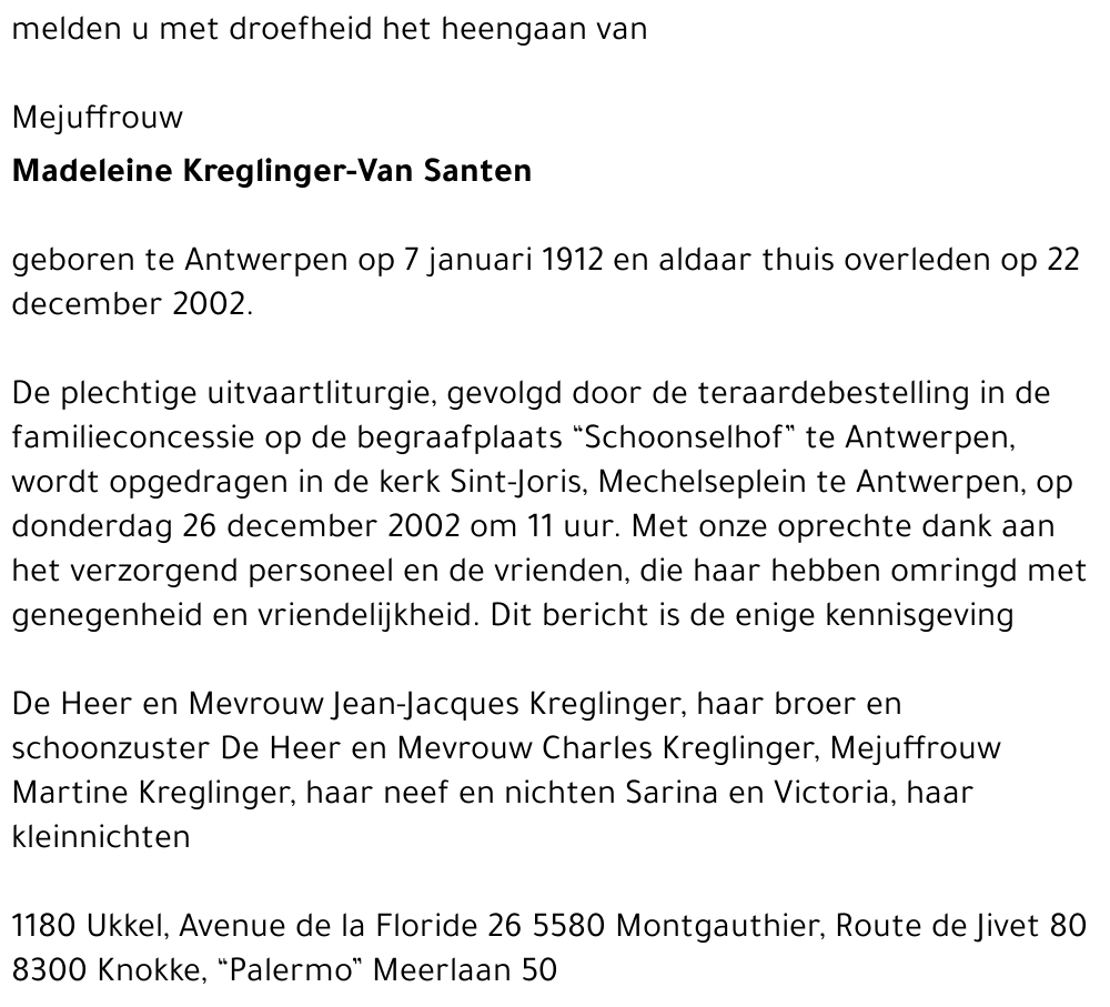 Wilhelmine Clementine M. Kreglinger-Van Santen