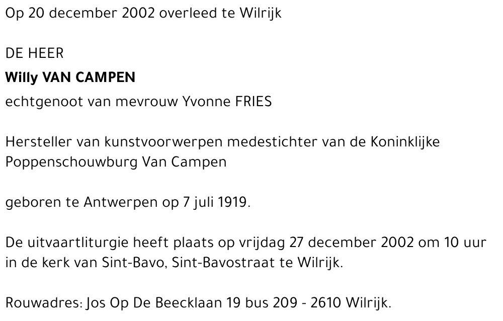 WILLY VAN CAMPEN