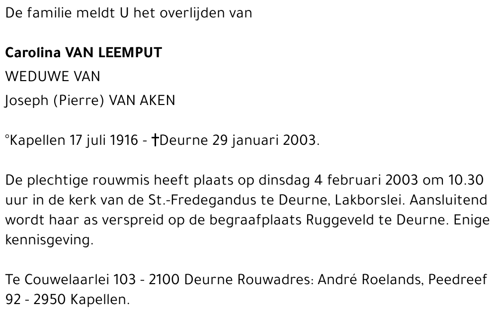 CAROLINA VAN LEEMPUT