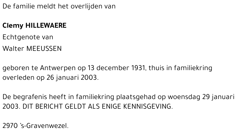 Clementina Hillewaere