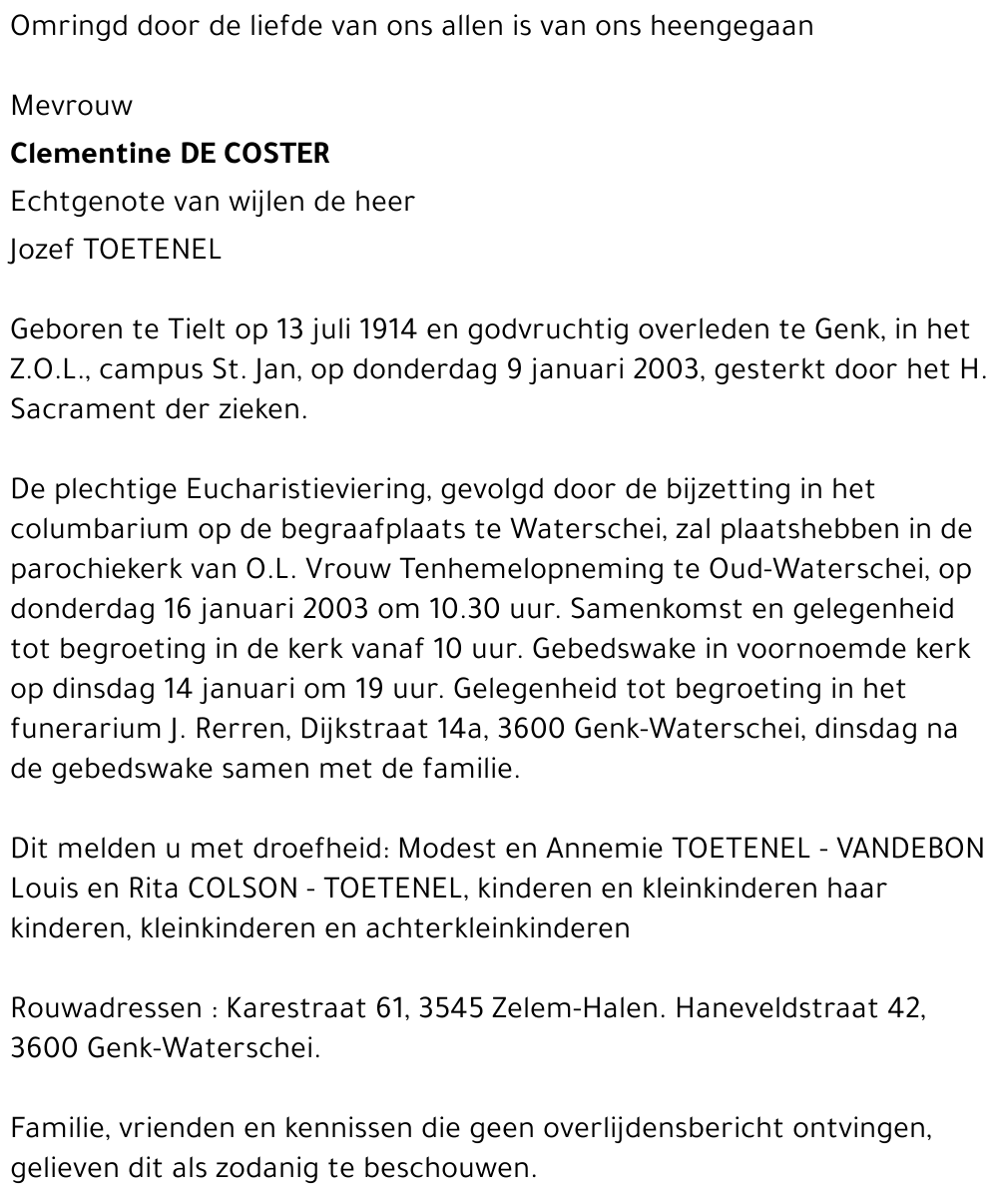 Clementine DE COSTER