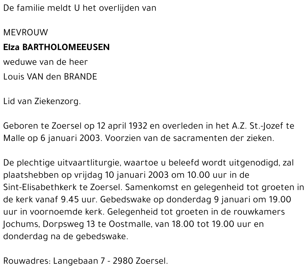 ELZA BARTHOLOMEEUSEN