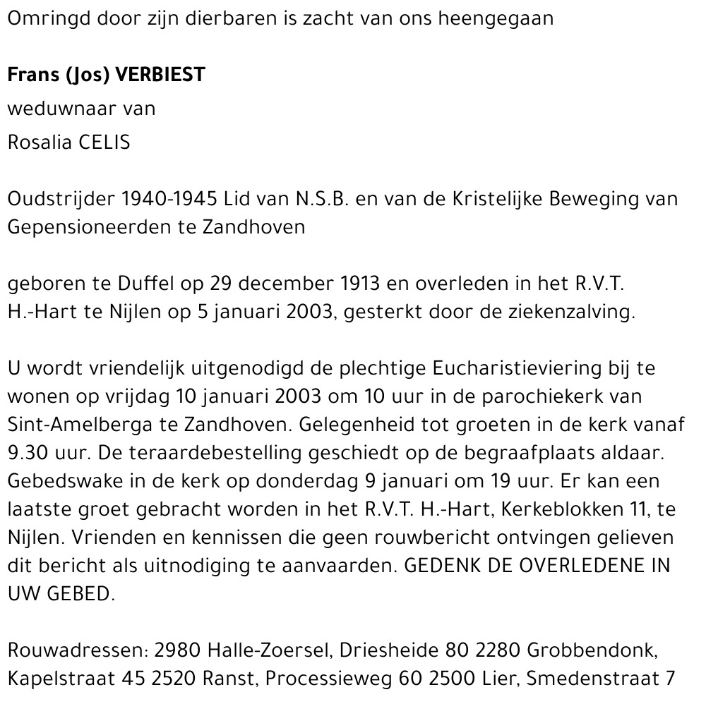 FRANS (JOS) VERBIEST