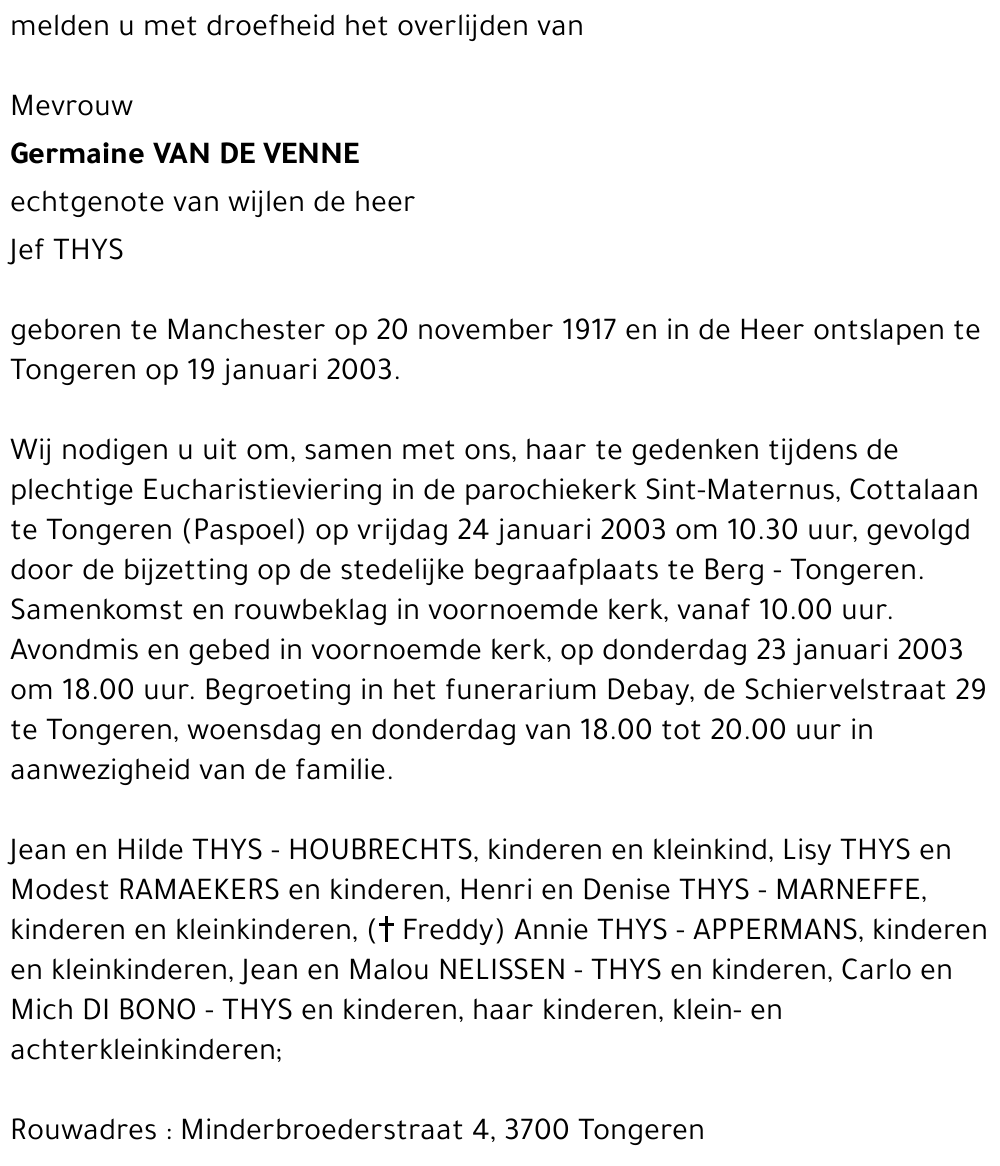 Germaine Van de Venne