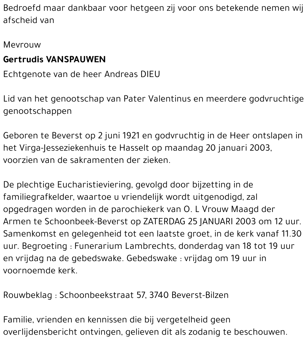 Gertrudis VANSPAUWEN