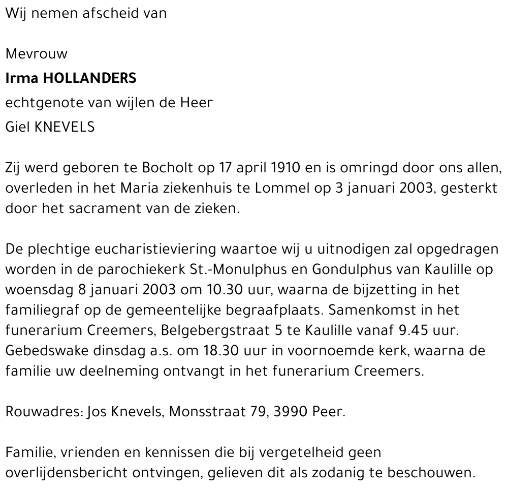 Irma Hollanders
