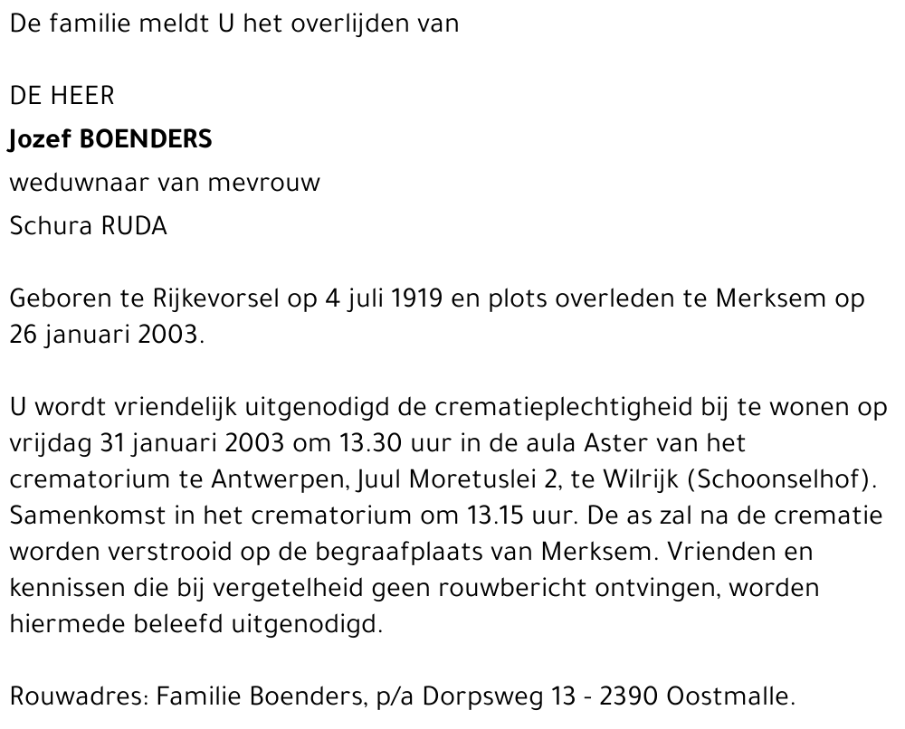 JOZEF BOENDERS