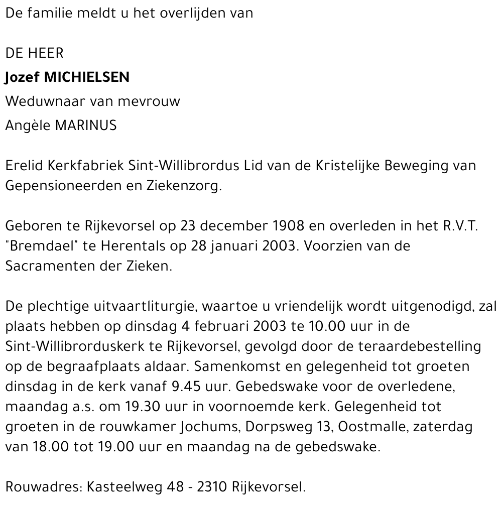 JOZEF MICHIELSEN
