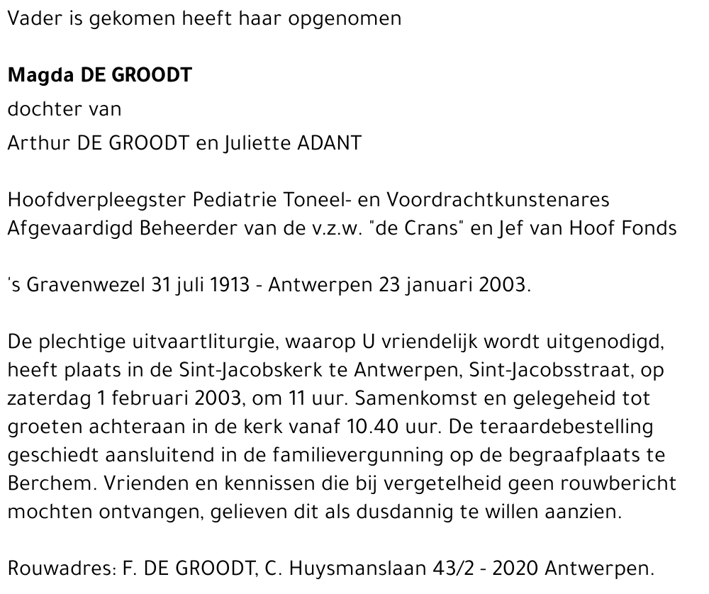 MAGDA DE GROODT