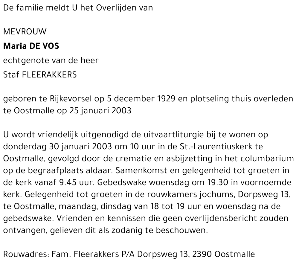 Maria DE VOS