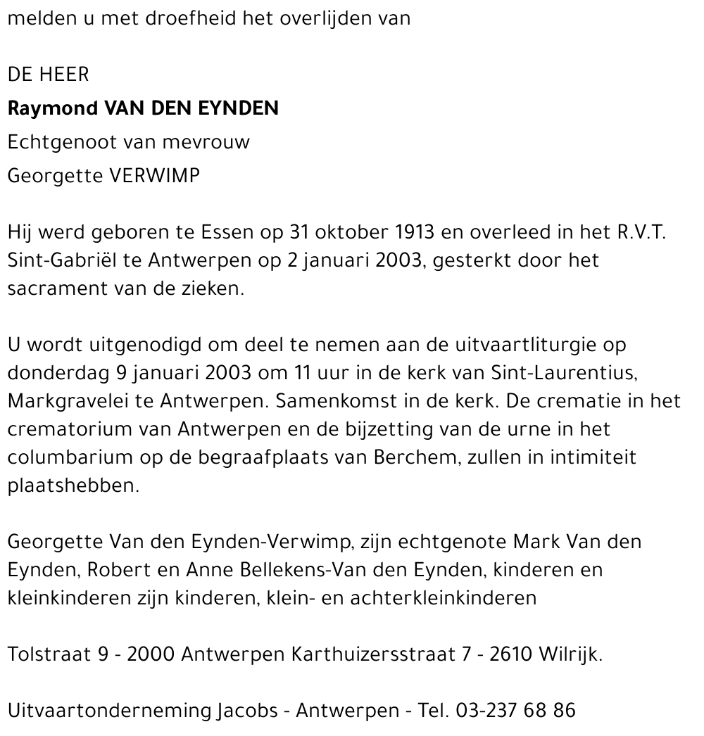 Raymond Van Den Eynden