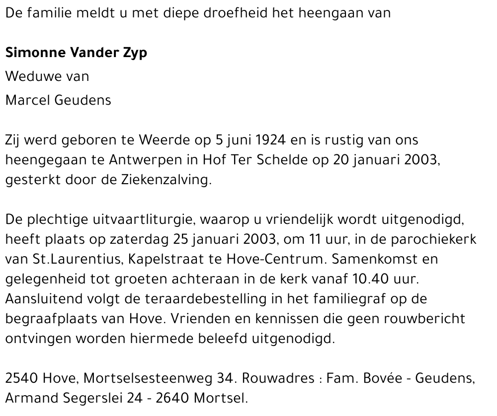 simonne vander zyp