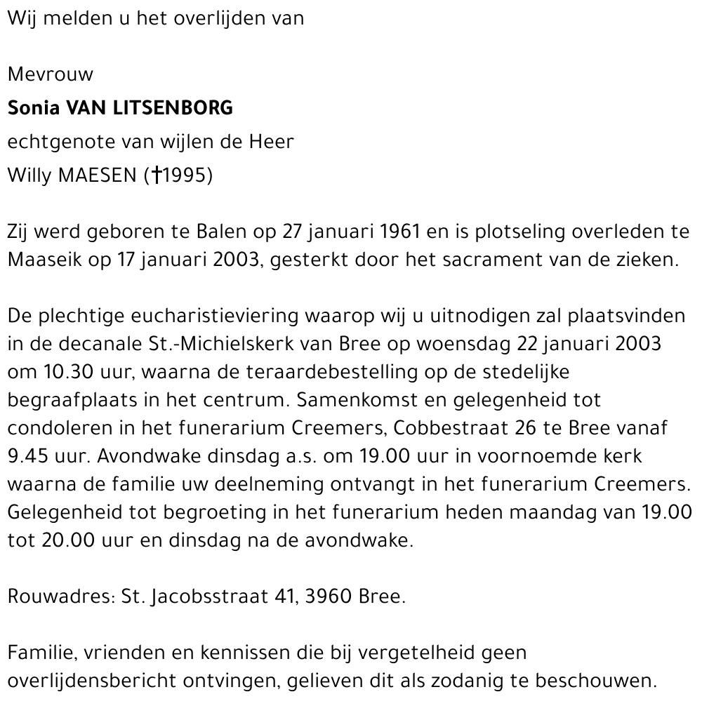 Sonia Van Litsenborg