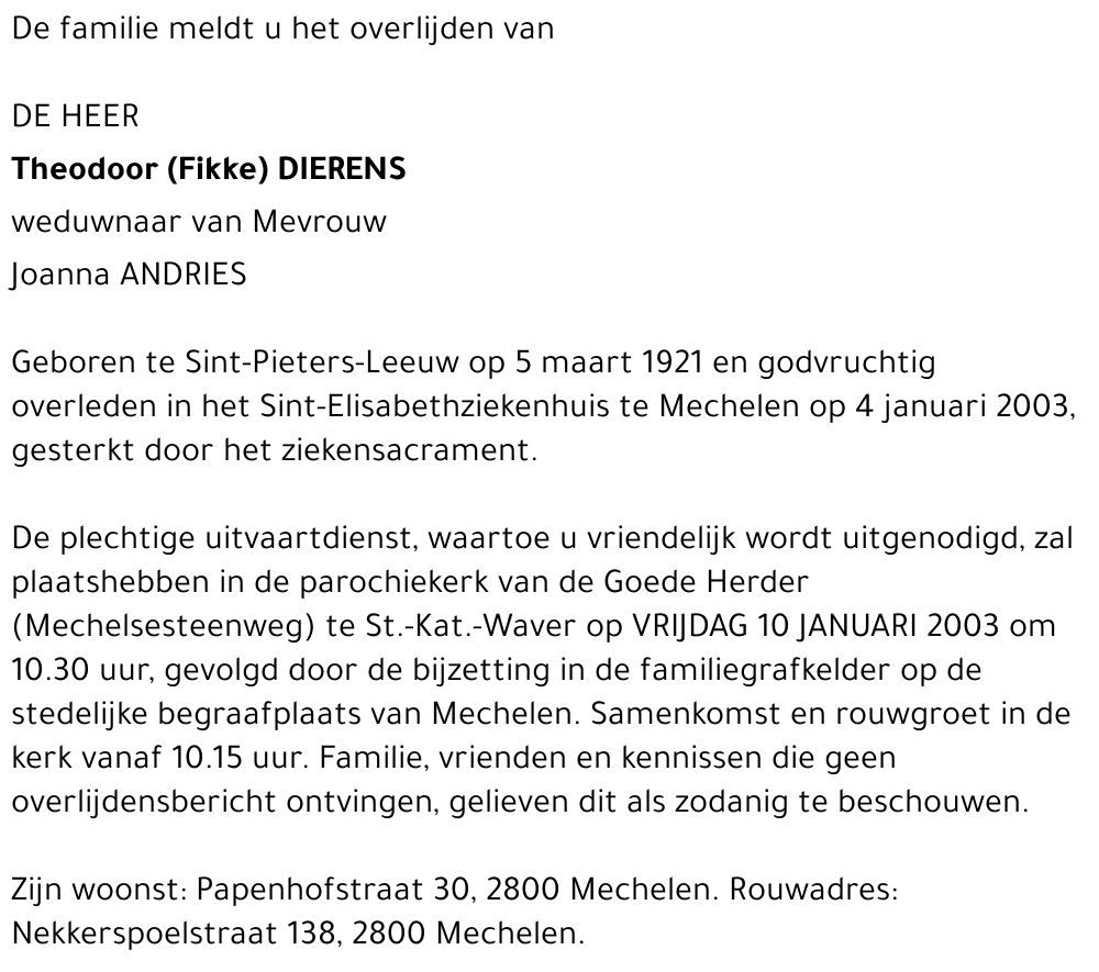 Theodoor (Fikke) DIERENS