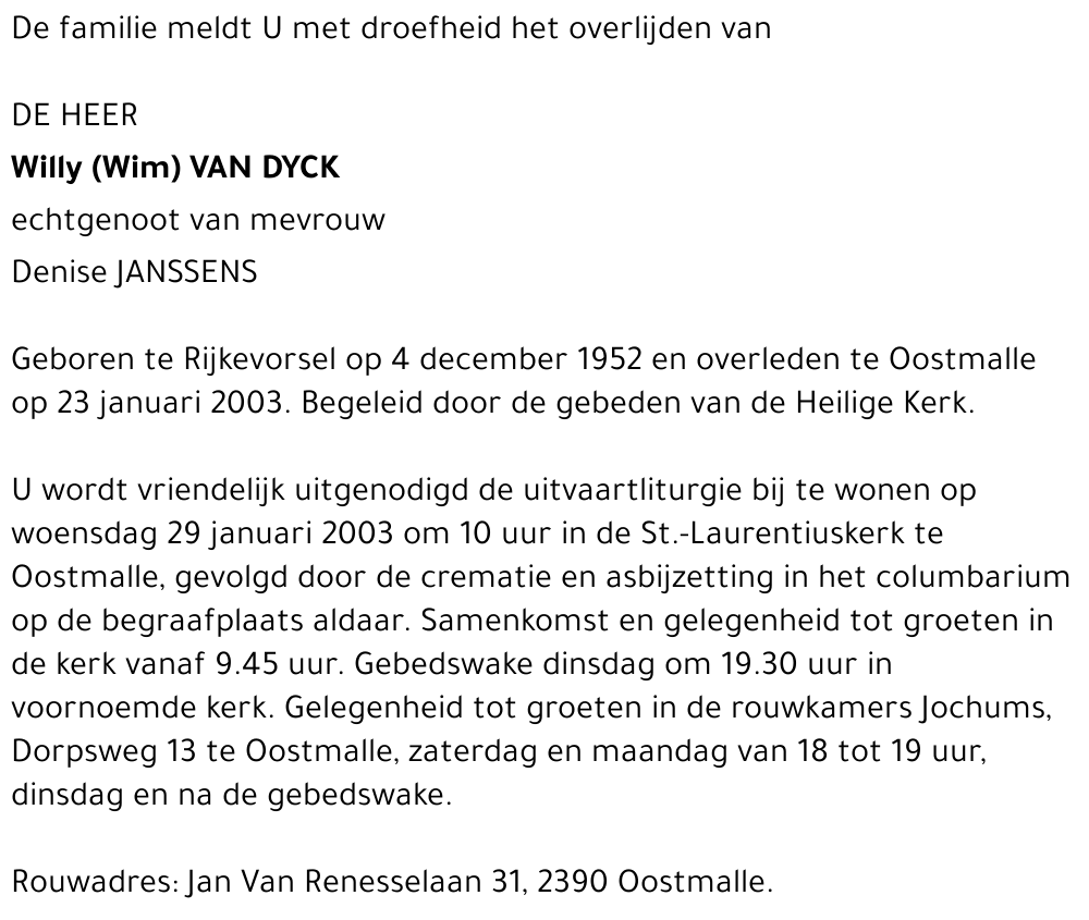 WILLY (WIM) VAN DYCK