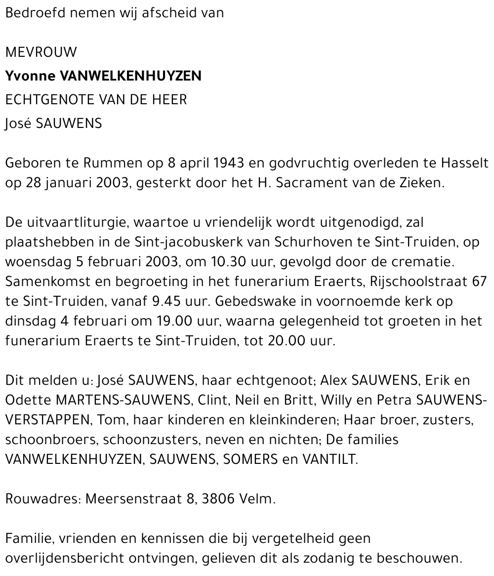 Yvonne Vanwelkenhuyzen