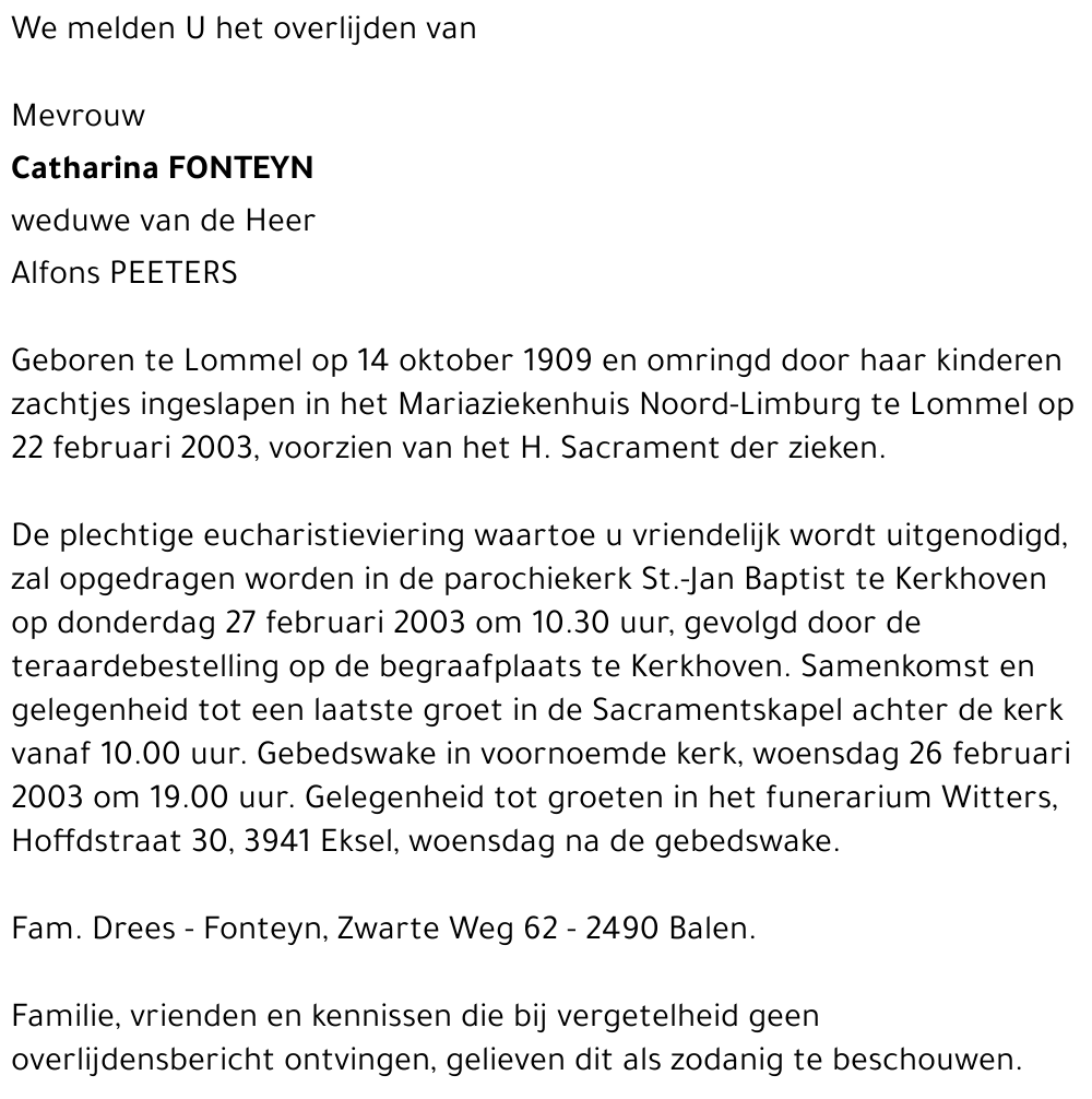 Catharina FONTEYN