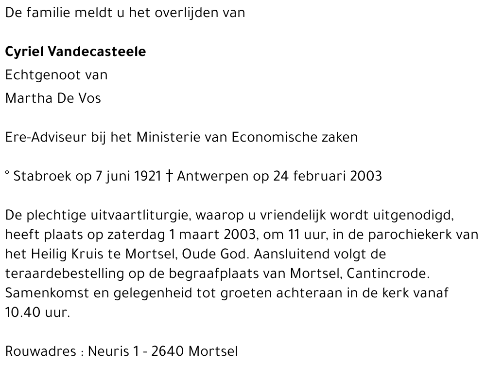 cyriel vandecasteele
