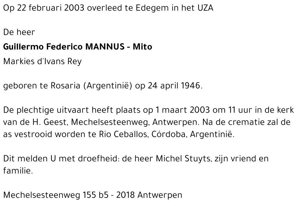 GUILLERMO FEDERICO MANNUS-Mito