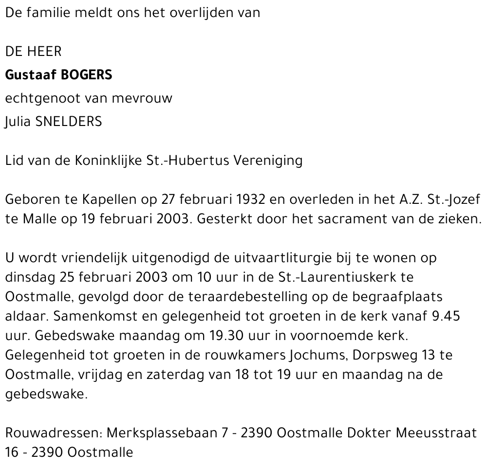 GUSTAAF BOGERS