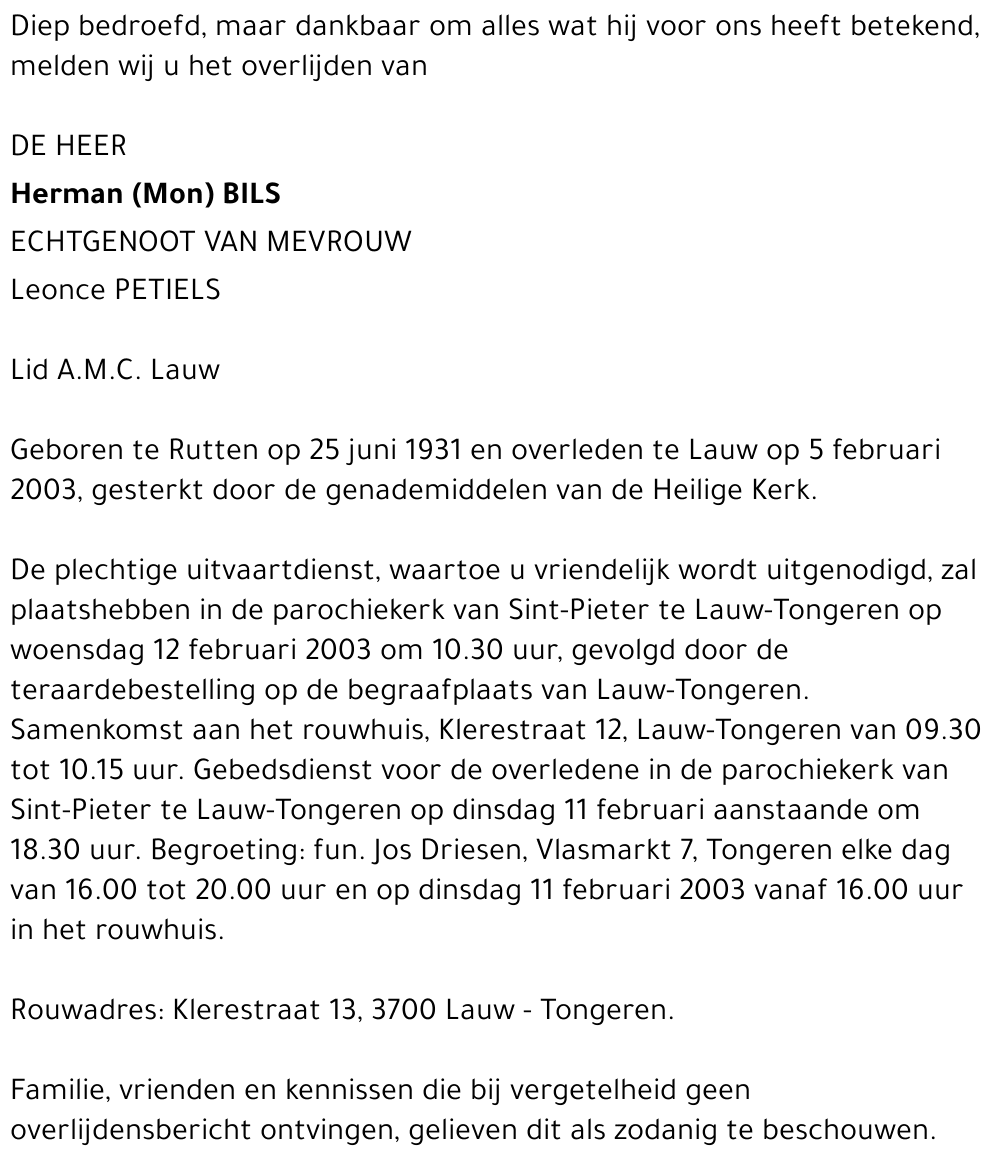 Herman (Mon) Bils