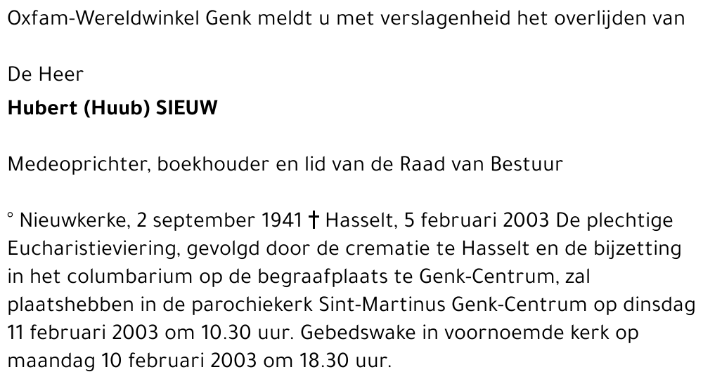 Hubert (Huub) SIEUW