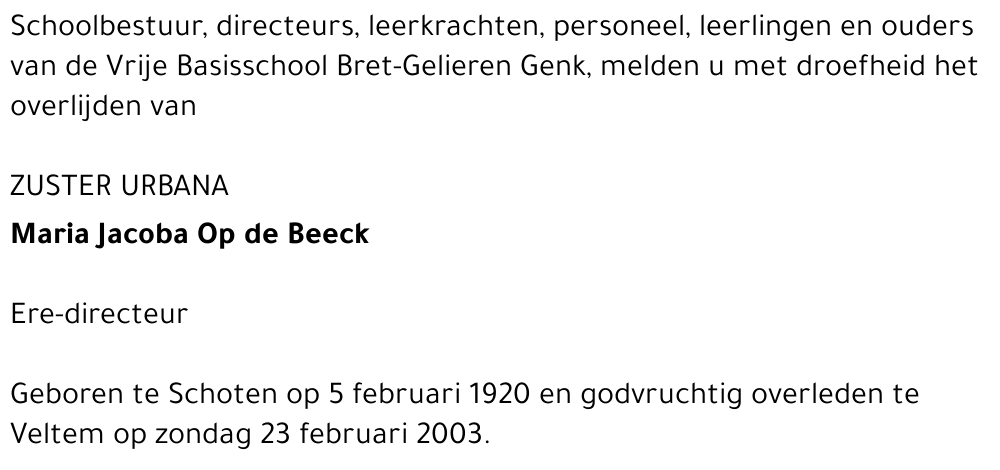Jacoba Maria OP DE BEECK