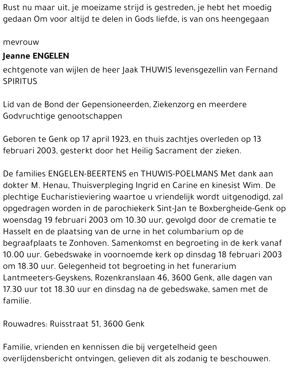 Jeanne ENGELEN