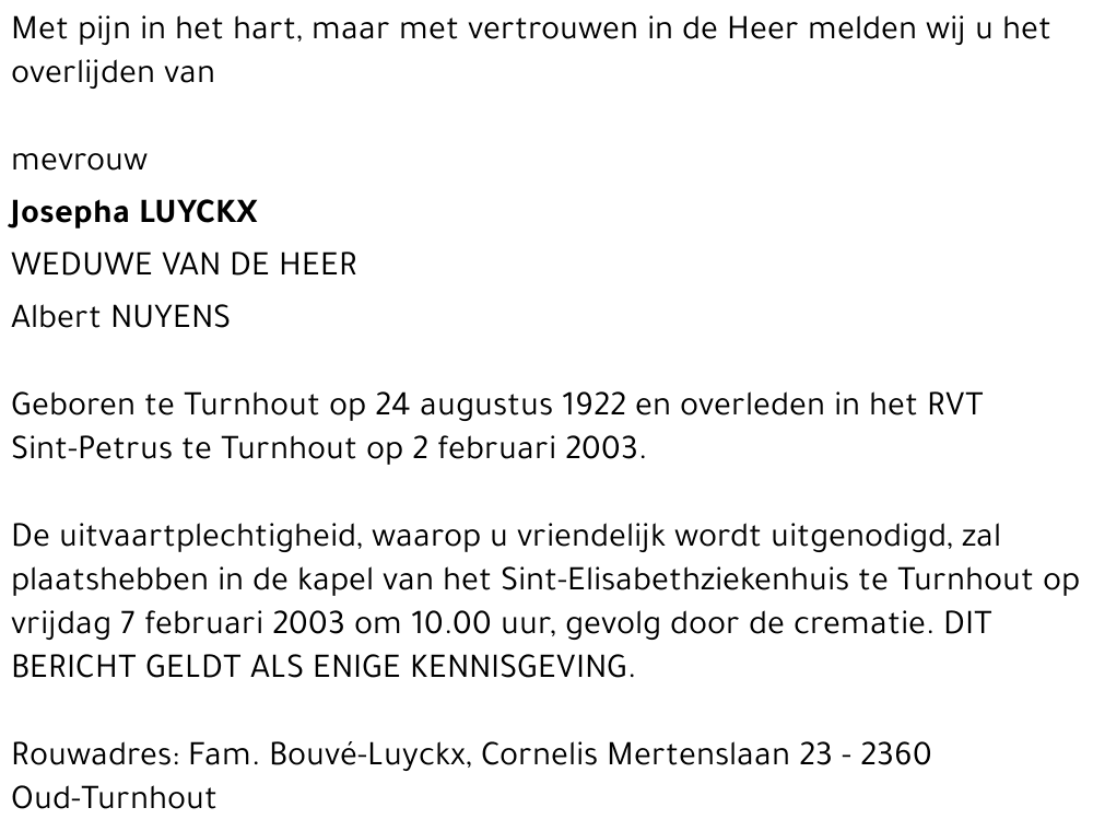 JOSEPHA LUYCKX