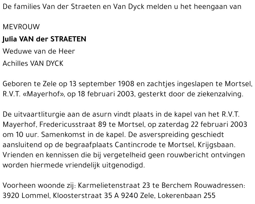 JULIA VAN DER STRAETEN