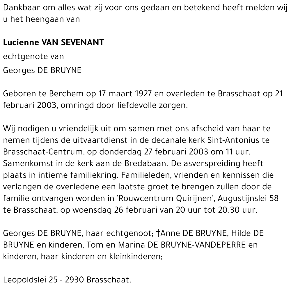 Lucienne Van Sevenant