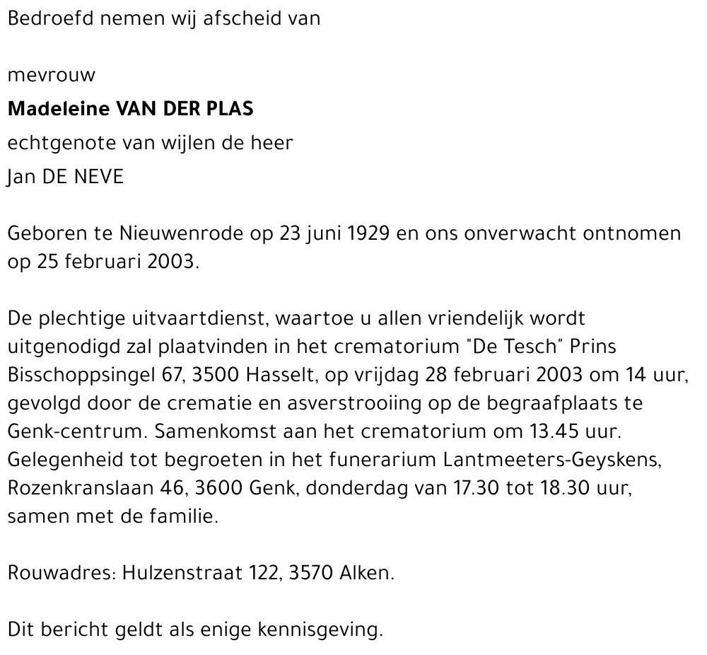 Madeleine Van der Plas