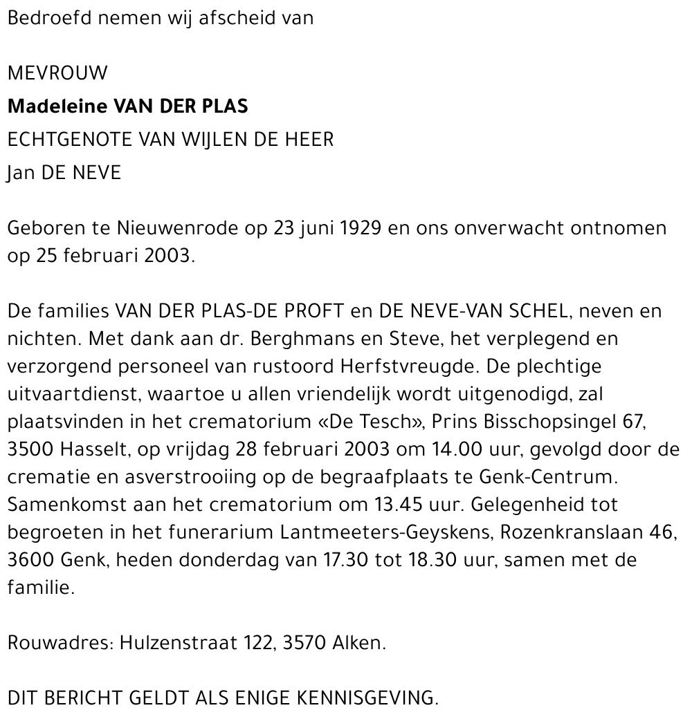 Madeleine Van der Plas