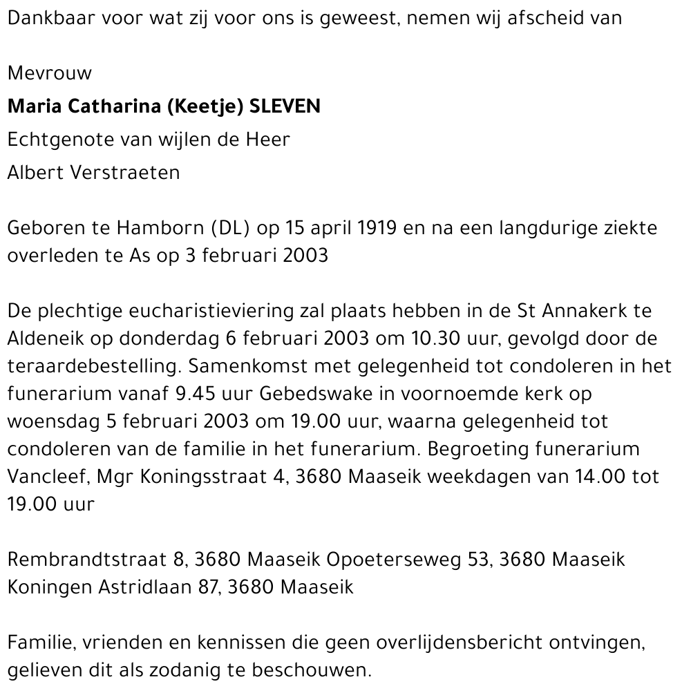 Maria Catharina Sleven