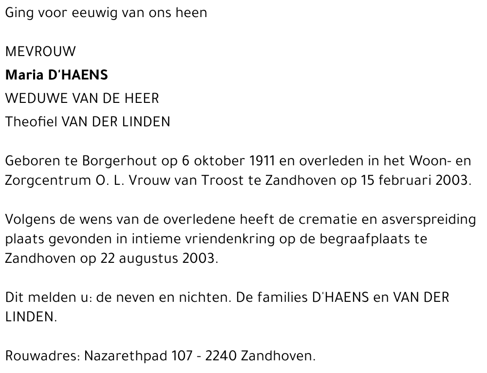 MARIA D'HAENS