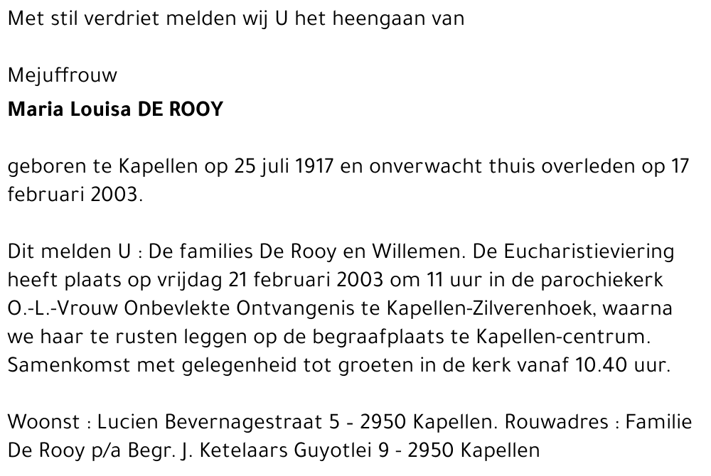 Maria Louisa DE ROOY