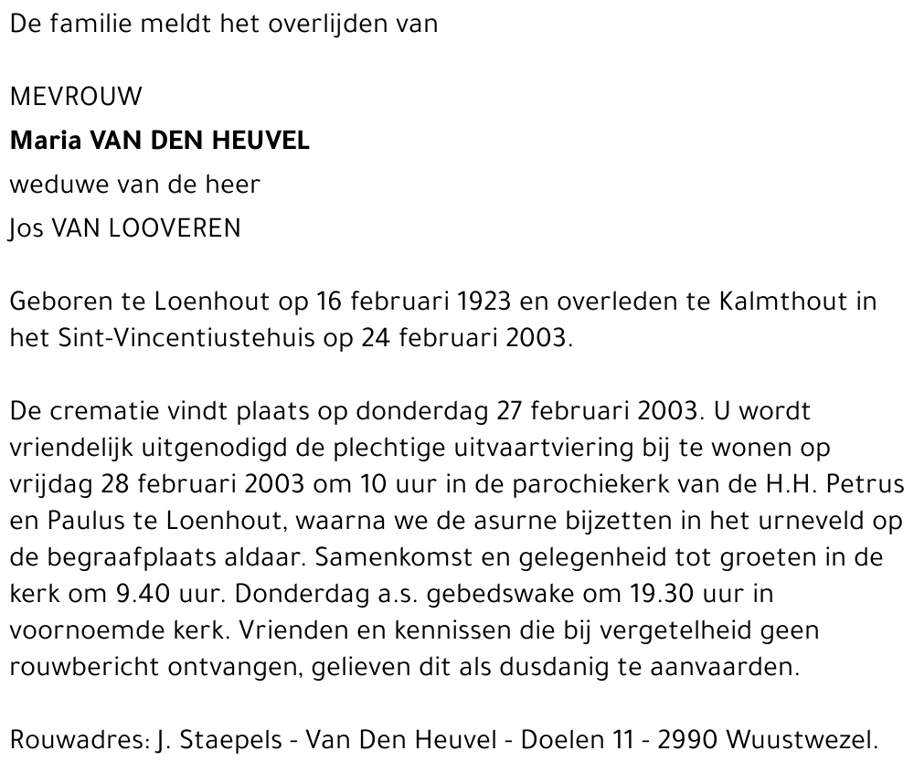 Maria Van den Heuvel